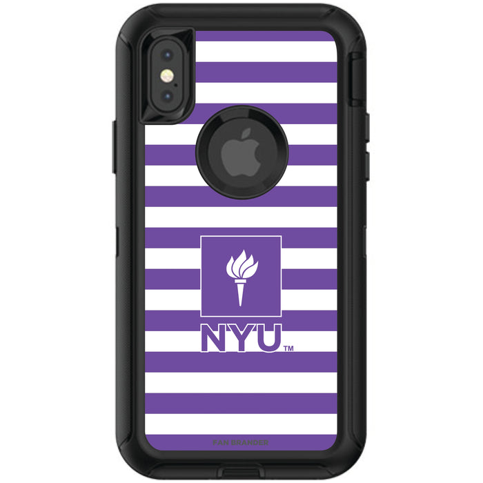 OtterBox Black Phone case with NYU Tide Primary Logo and Striped Design