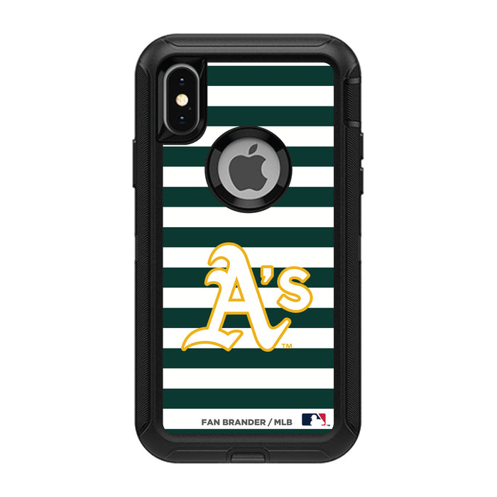 OtterBox Black Phone case with Oakland Athletics Primary Logo and Striped Design