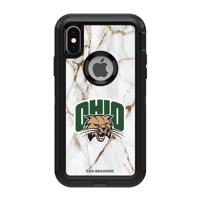 OtterBox Black Phone case with Ohio University Bobcats Tide White Marble Background