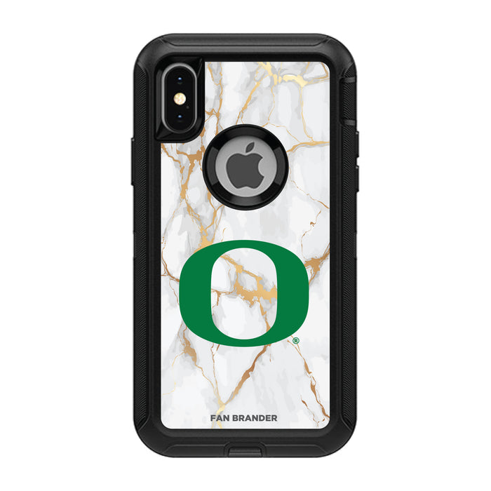 OtterBox Black Phone case with Oregon Ducks White Marble Background