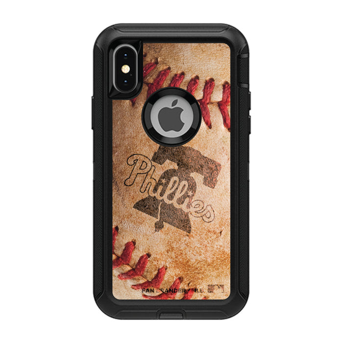 OtterBox Black Phone case with Philadelphia Phillies Primary Logo and Baseball Design