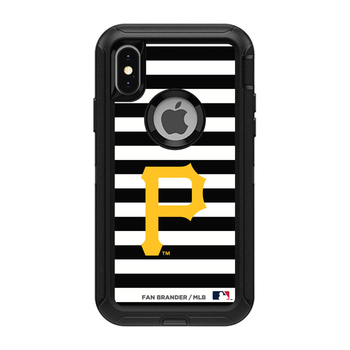 OtterBox Black Phone case with Pittsburgh Pirates Primary Logo and Striped Design