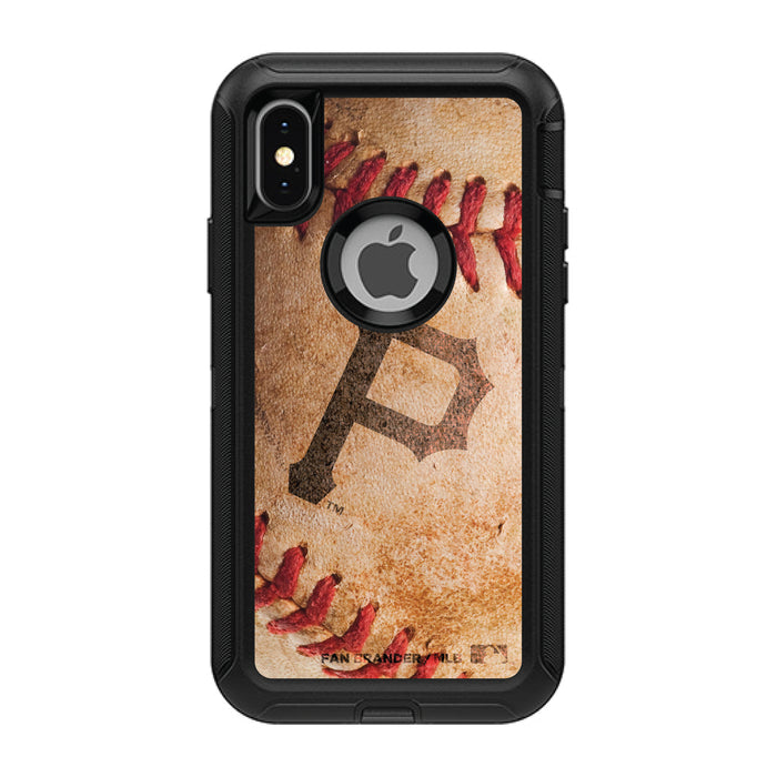 OtterBox Black Phone case with Pittsburgh Pirates Primary Logo and Baseball Design