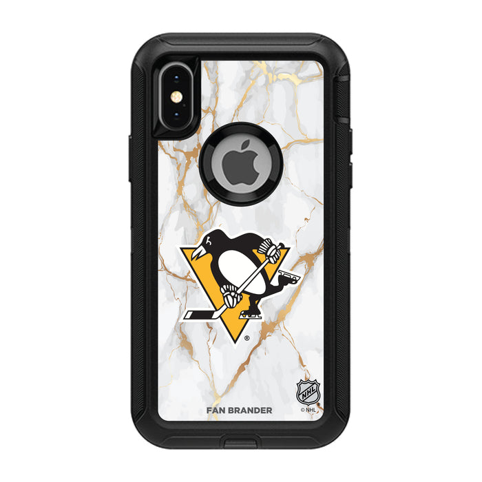 OtterBox Black Phone case with Pittsburgh Penguins White Marble design