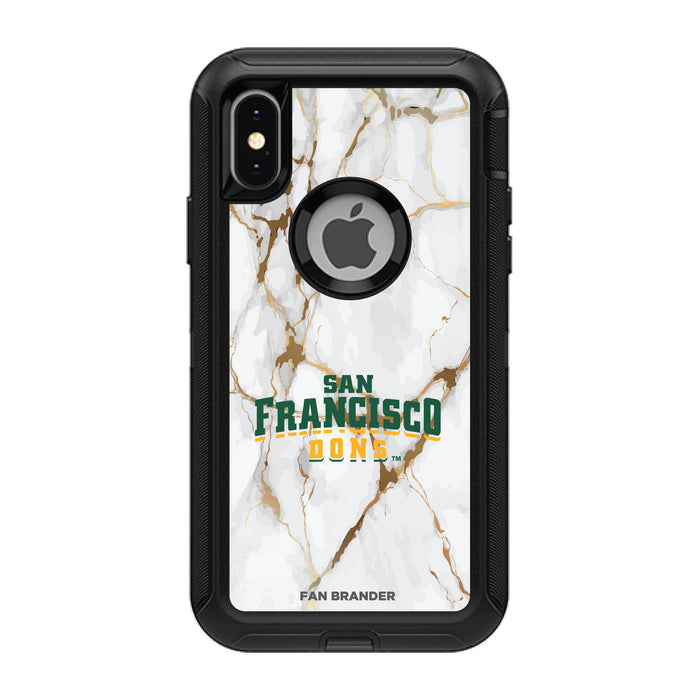 OtterBox Black Phone case with San Francisco Dons Tide White Marble Background