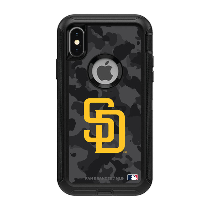 OtterBox Black Phone case with San Diego Padres Primary Logo Urban Camo background