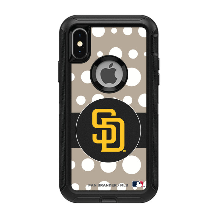 OtterBox Black Phone case with San Diego Padres Primary Logo and Polka Dots Design