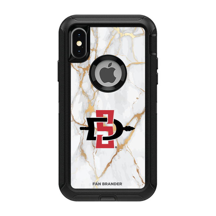 OtterBox Black Phone case with San Diego State Aztecs White Marble Background