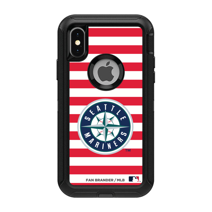 OtterBox Black Phone case with Seattle Mariners Primary Logo and Striped Design