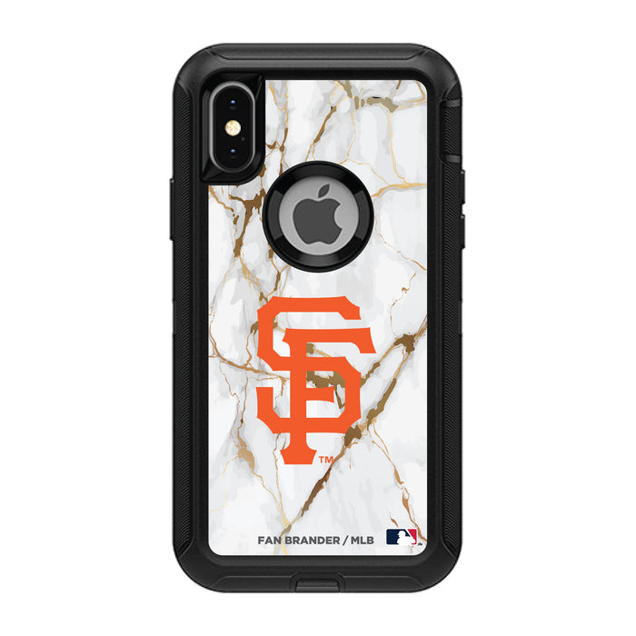 OtterBox Black Phone case with San Francisco Giants Primary Logo on white marble Background