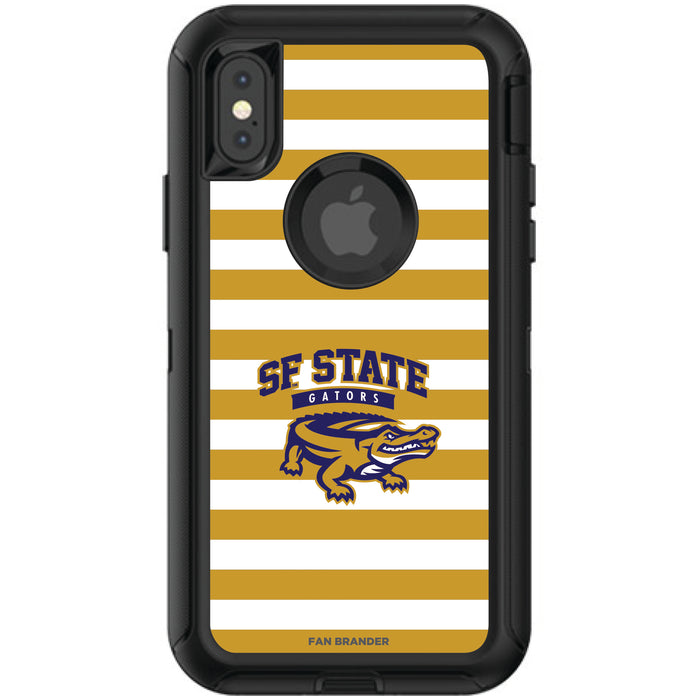 OtterBox Black Phone case with San Francisco State U Gators Tide Primary Logo and Striped Design