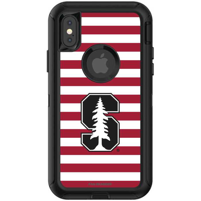 OtterBox Black Phone case with Stanford Cardinal Tide Primary Logo and Striped Design