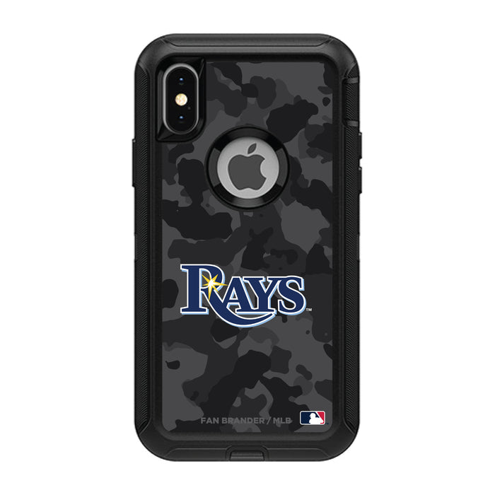 OtterBox Black Phone case with Tampa Bay Rays Primary Logo Urban Camo background