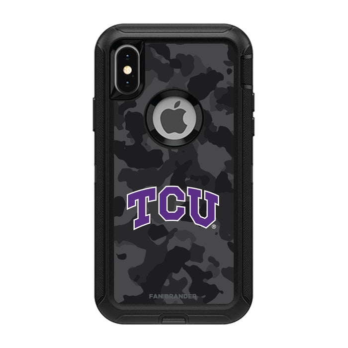 OtterBox Black Phone case with Texas Christian University Horned Frogs Urban Camo Background