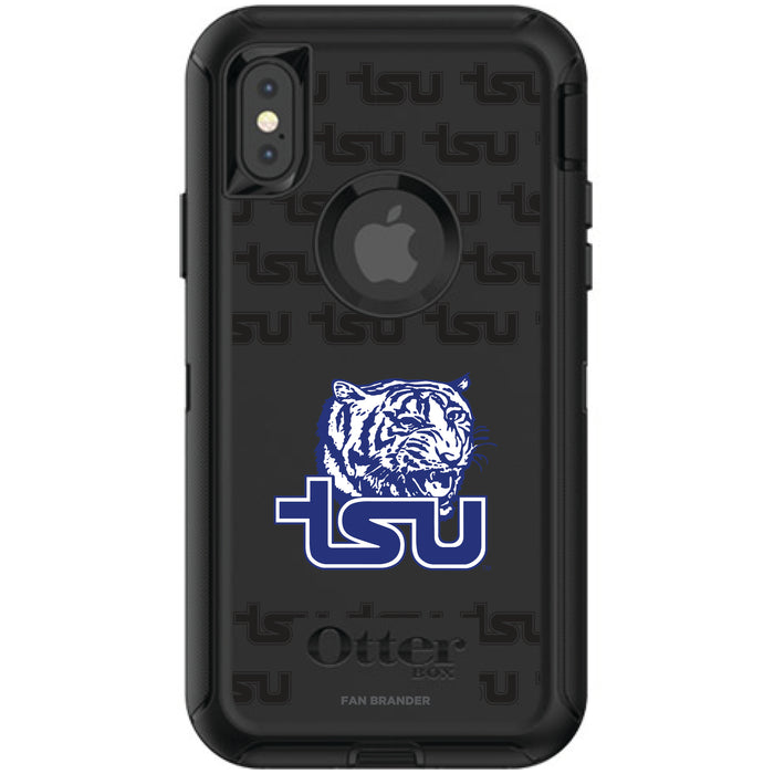 OtterBox Black Phone case with Tennessee State Tigers Primary Logo on Repeating Wordmark Background