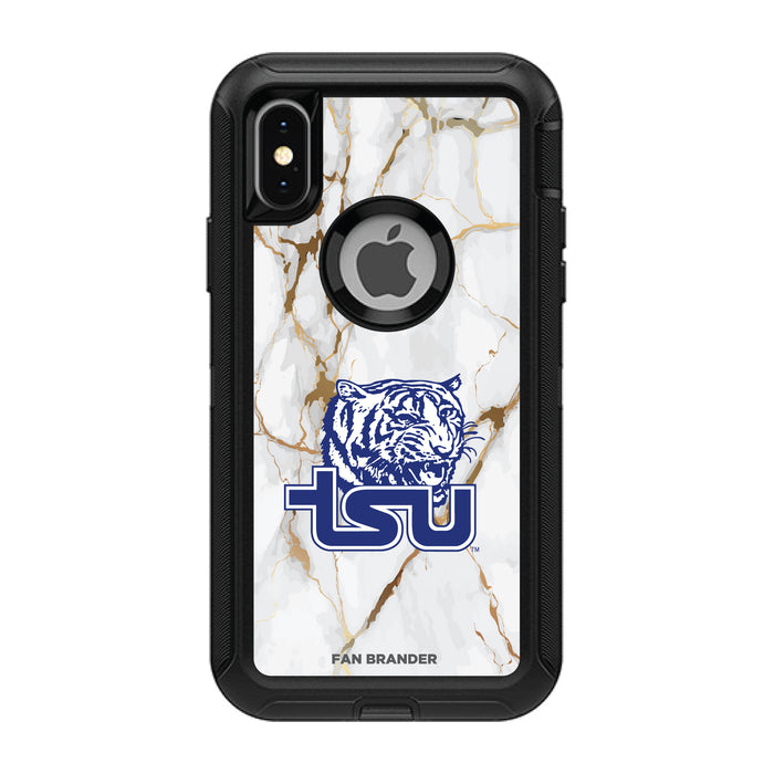 OtterBox Black Phone case with Tennessee State Tigers Tide White Marble Background