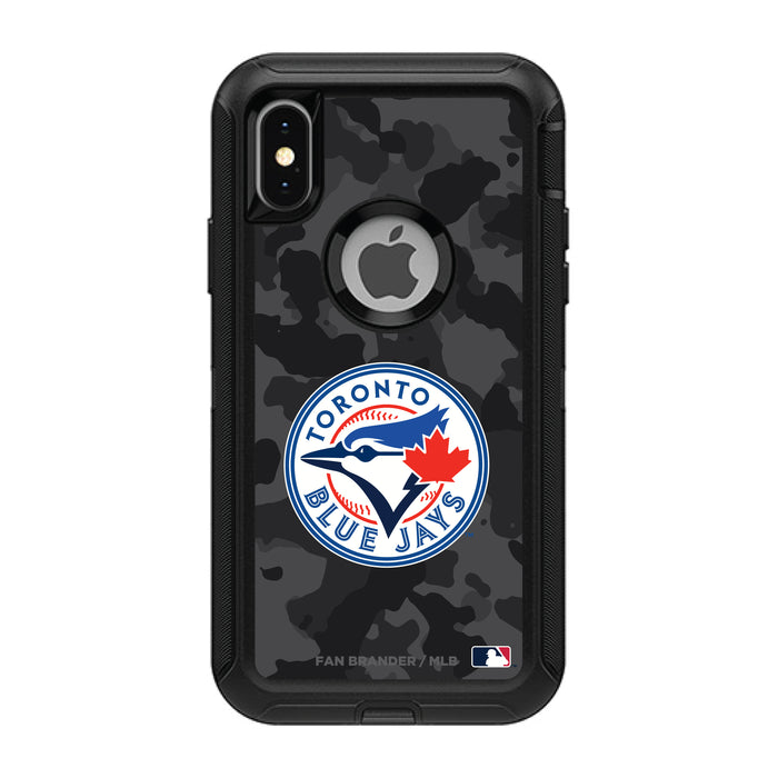 OtterBox Black Phone case with Toronto Blue Jays Primary Logo Urban Camo background