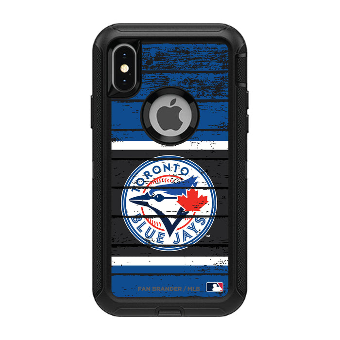OtterBox Black Phone case with Toronto Blue Jays Primary Logo on Wood Design