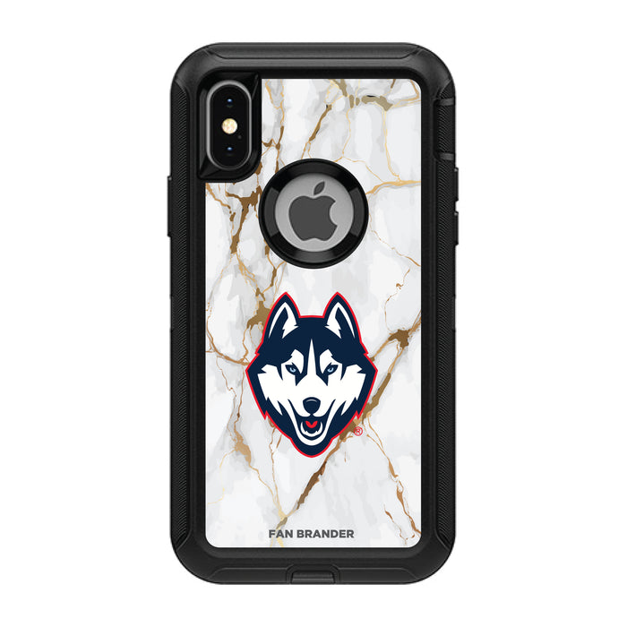 OtterBox Black Phone case with Uconn Huskies Tide White Marble Background