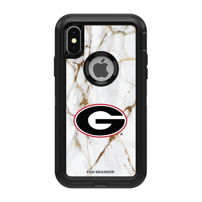 OtterBox Black Phone case with Georgia Bulldogs Tide White Marble Background