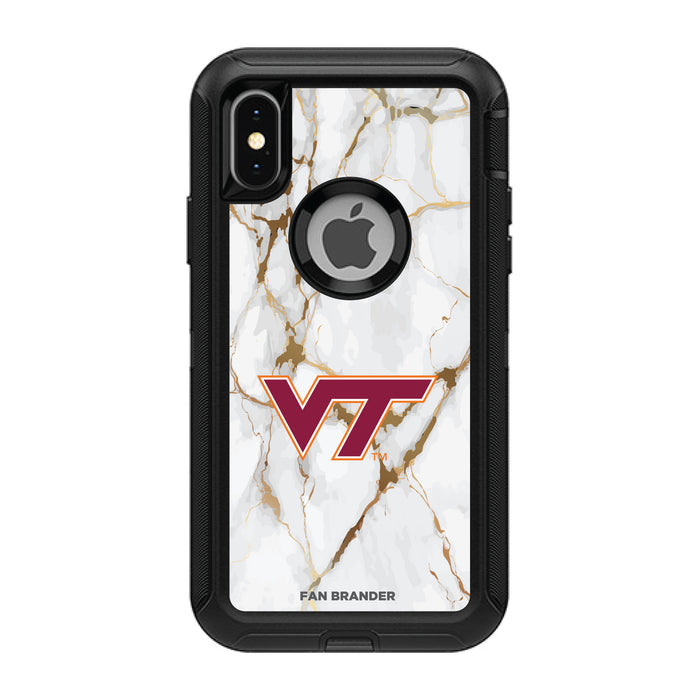 OtterBox Black Phone case with Virginia Tech Hokies Tide White Marble Background