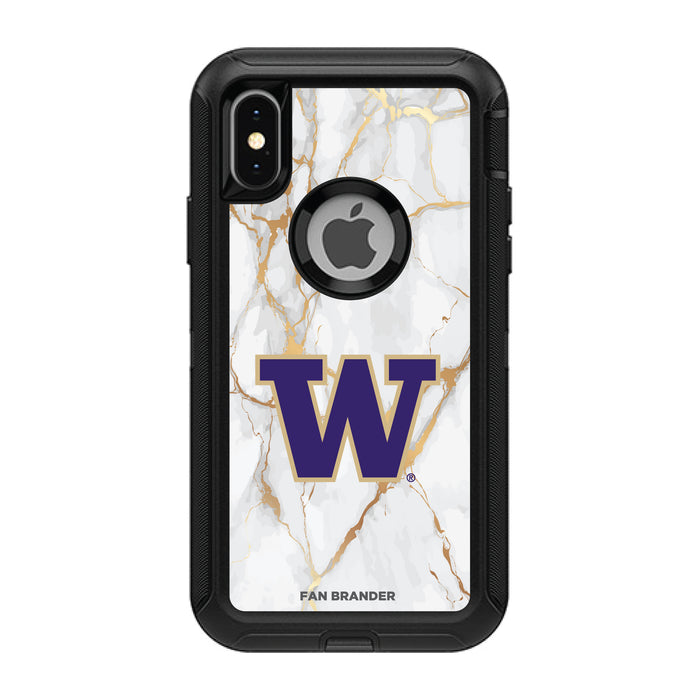 OtterBox Black Phone case with Washington Huskies White Marble Background