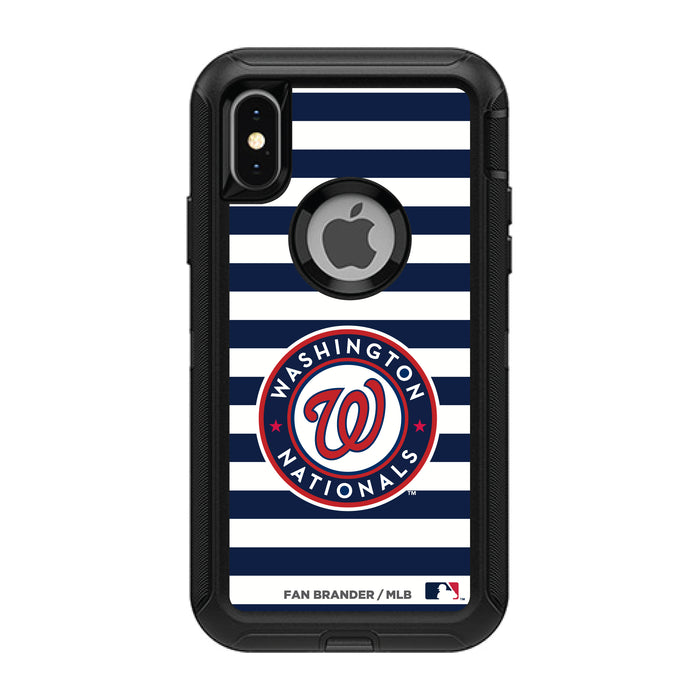 OtterBox Black Phone case with Washington Nationals Primary Logo and Striped Design