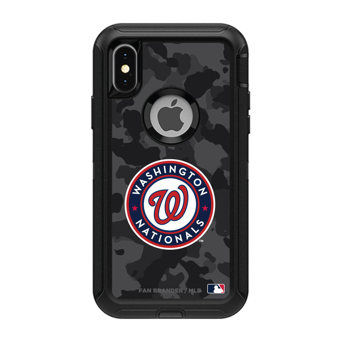 OtterBox Black Phone case with Washington Nationals Primary Logo Urban Camo background