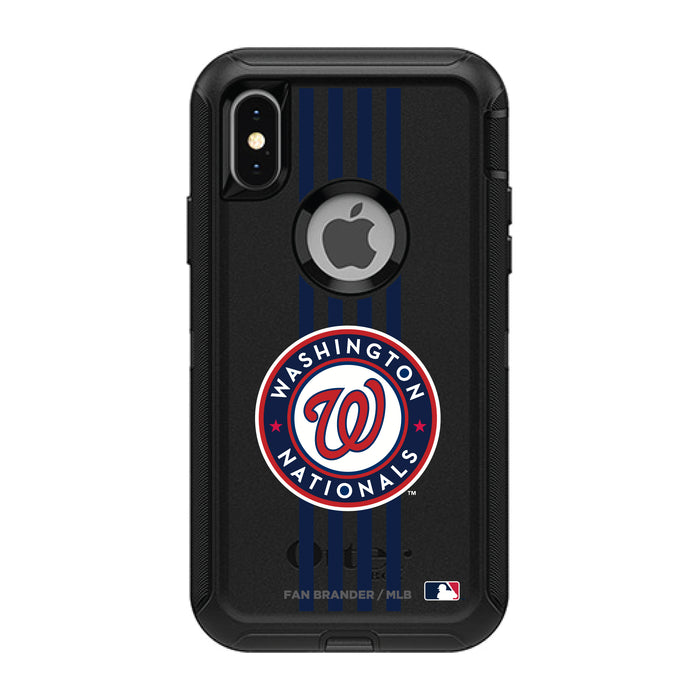 OtterBox Black Phone case with Washington Nationals Primary Logo and Vertical Stripe