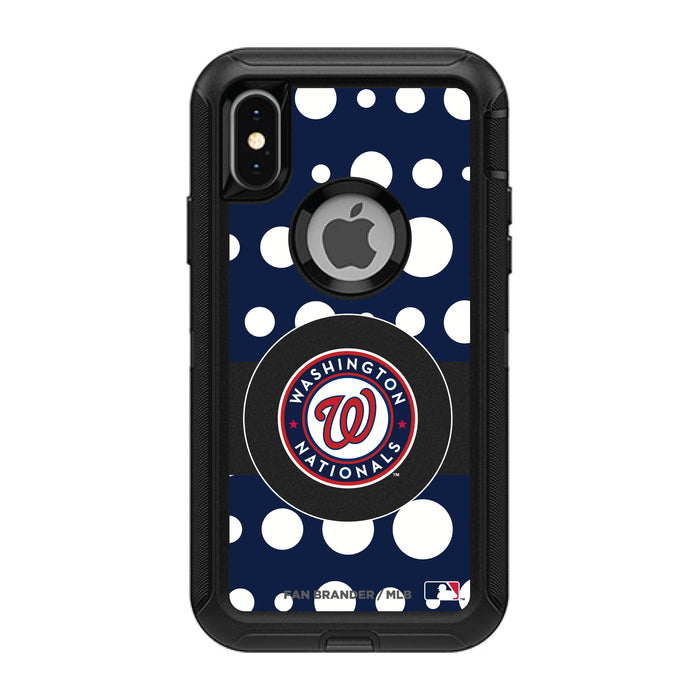 OtterBox Black Phone case with Washington Nationals Primary Logo and Polka Dots Design