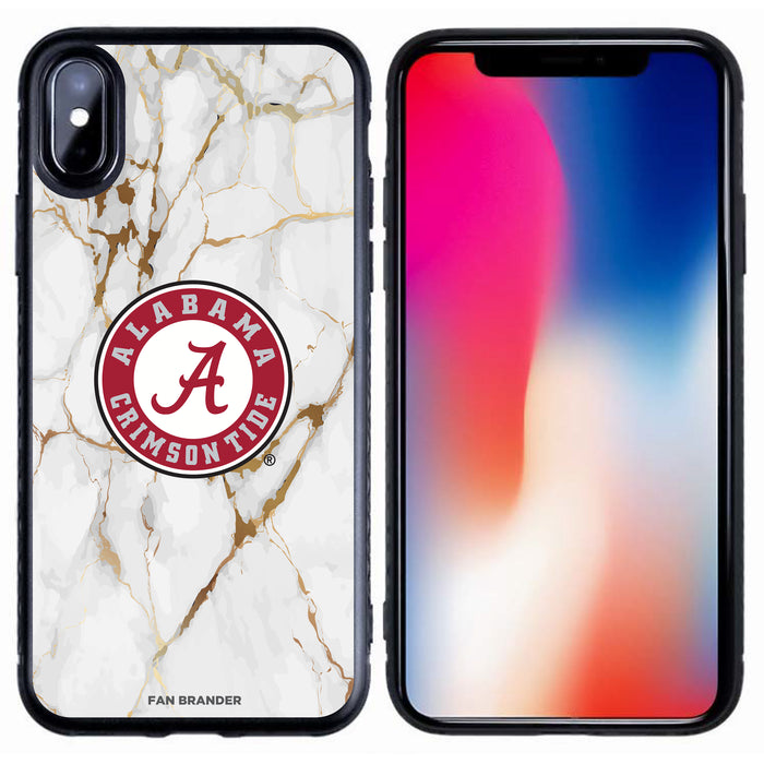 Fan Brander Black Slim Phone case with Alabama Crimson Tide White Marble design