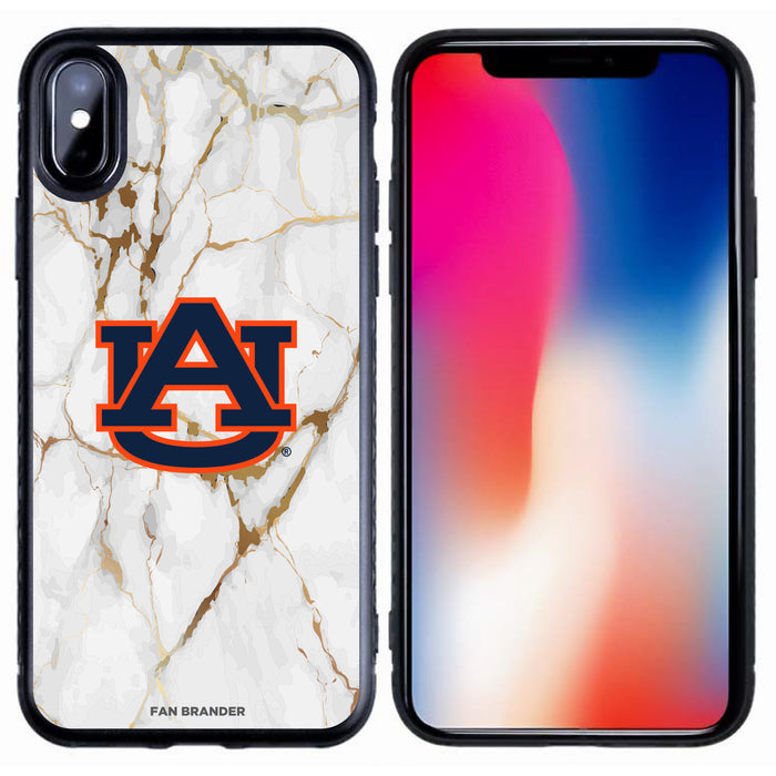 Fan Brander Black Slim Phone case with Auburn Tigers White Marble design