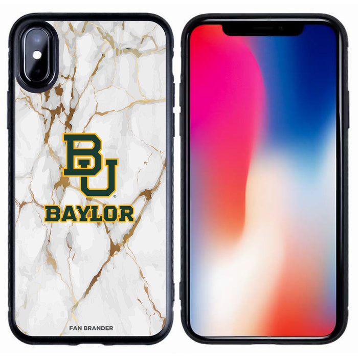 Fan Brander Black Slim Phone case with Baylor Bears White Marble design