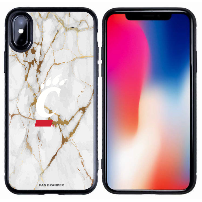 Fan Brander Black Slim Phone case with Cincinnati Bearcats White Marble design