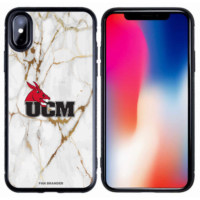 Fan Brander Black Slim Phone case with Central Missouri Mules White Marble design