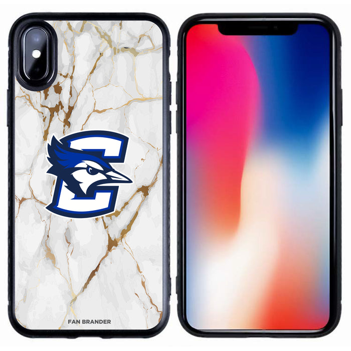 Fan Brander Black Slim Phone case with Creighton University Bluejays White Marble design