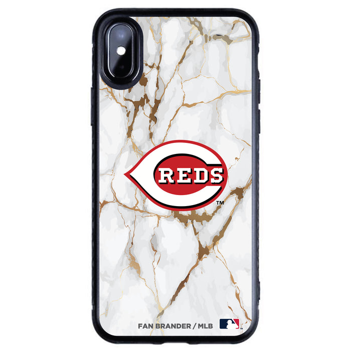 Fan Brander Black Slim Phone case with Cincinnati Reds White Marble design