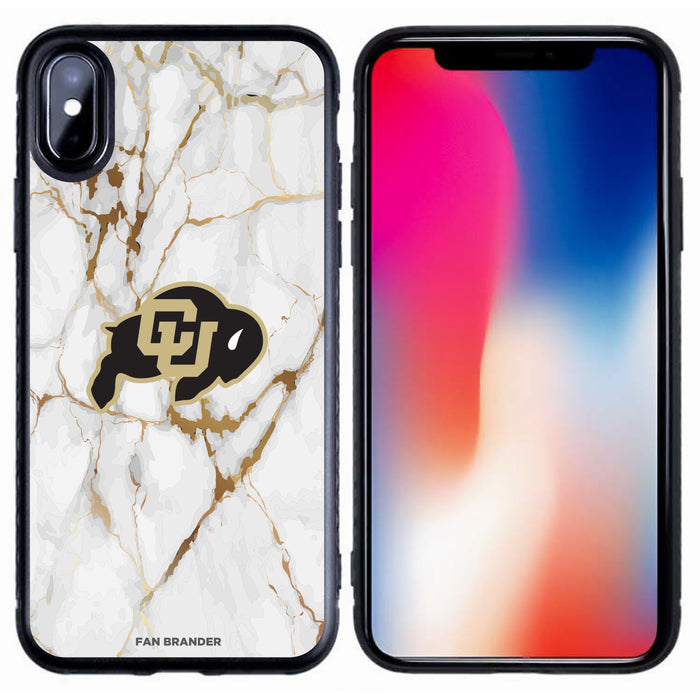 Fan Brander Black Slim Phone case with Colorado Buffaloes White Marble design