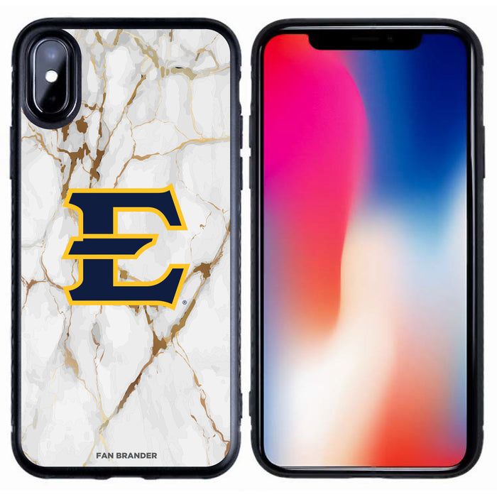 Fan Brander Black Slim Phone case with Eastern Tennessee State Buccaneers White Marble design