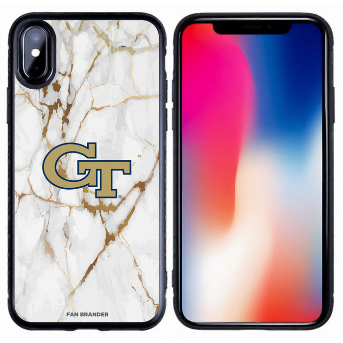 Fan Brander Black Slim Phone case with Georgia Tech Yellow Jackets White Marble design