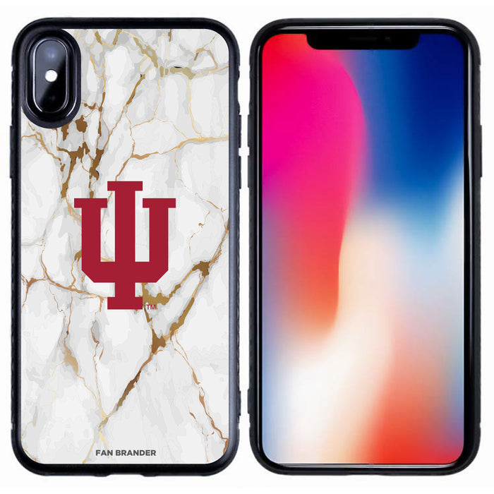 Fan Brander Black Slim Phone case with Indiana Hoosiers White Marble design