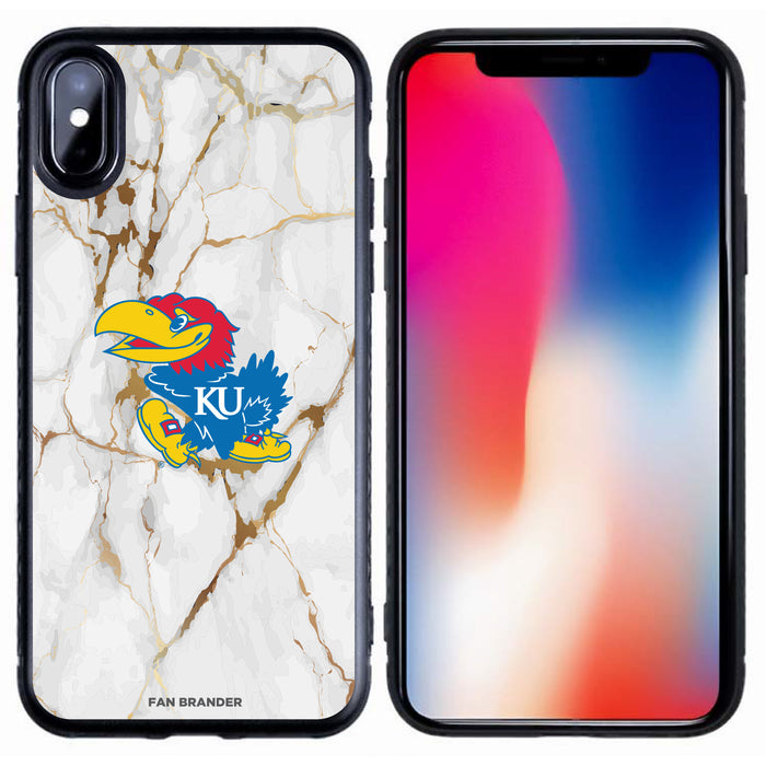 Fan Brander Black Slim Phone case with Kansas Jayhawks White Marble design