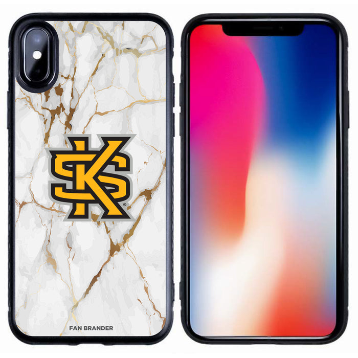 Fan Brander Black Slim Phone case with Kennesaw State Owls White Marble design