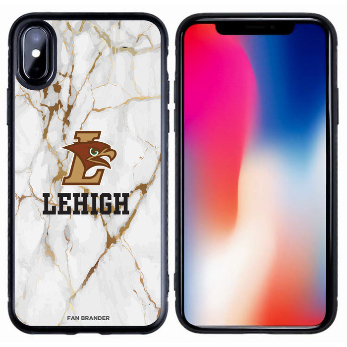 Fan Brander Black Slim Phone case with Lehigh Mountain Hawks White Marble design
