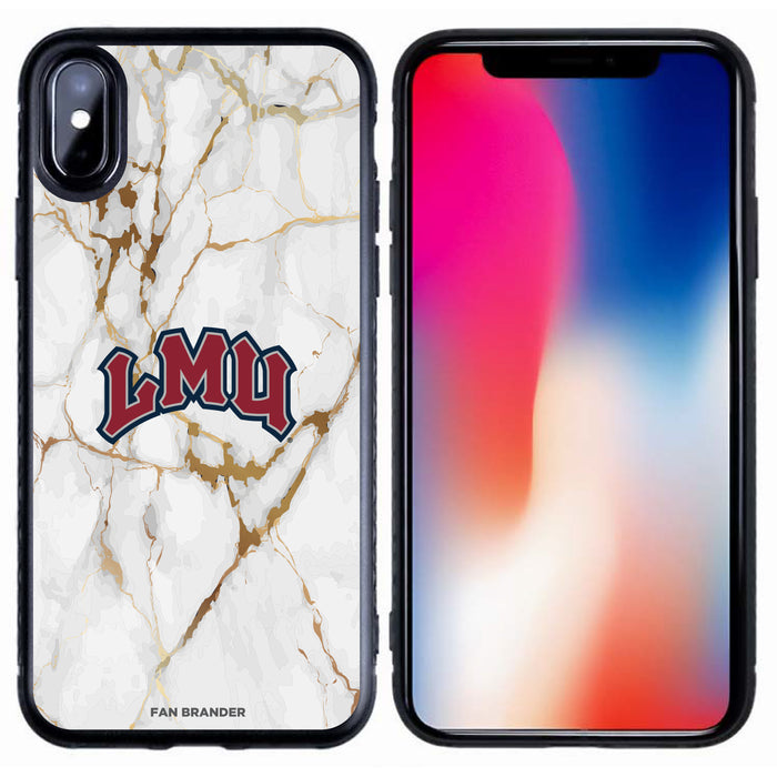 Fan Brander Black Slim Phone case with Loyola Marymount University Lions White Marble design