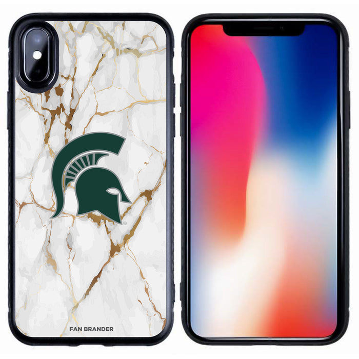 Fan Brander Black Slim Phone case with Michigan State Spartans White Marble design