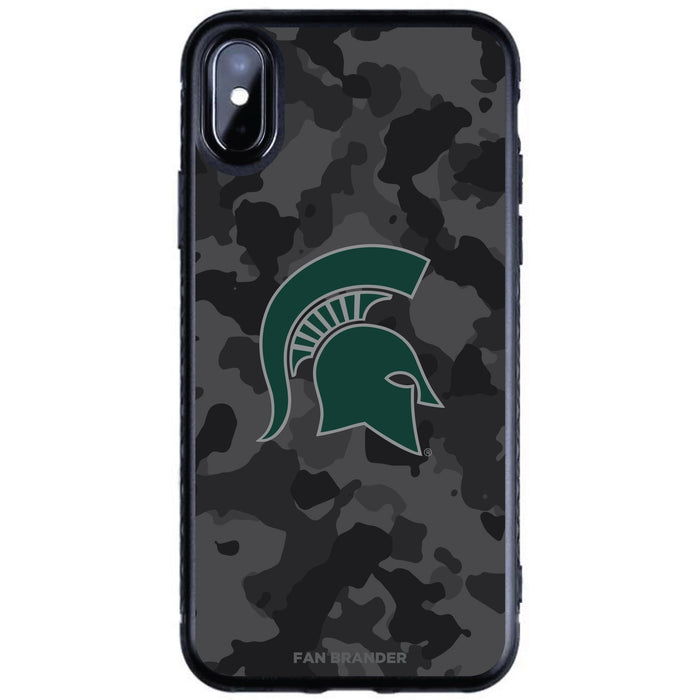 Fan Brander Black Slim Phone case with Michigan State Spartans Urban Camo design