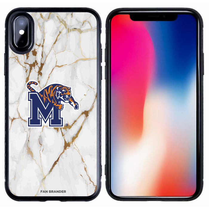 Fan Brander Black Slim Phone case with Memphis Tigers White Marble design