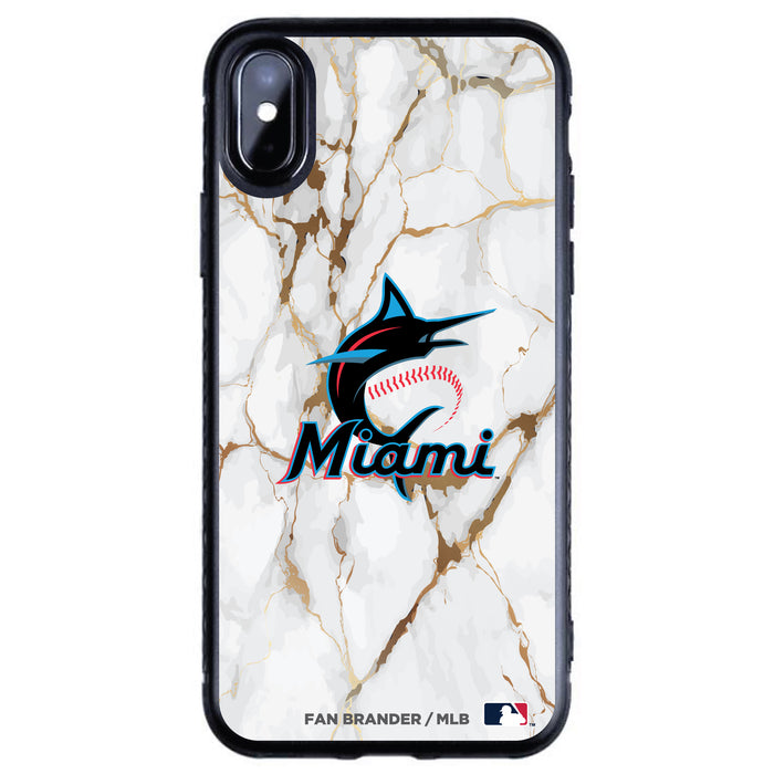 Fan Brander Black Slim Phone case with Miami Marlins White Marble design