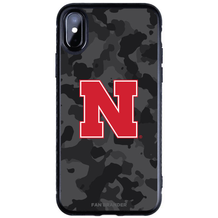 Fan Brander Black Slim Phone case with Nebraska Cornhuskers Urban Camo design